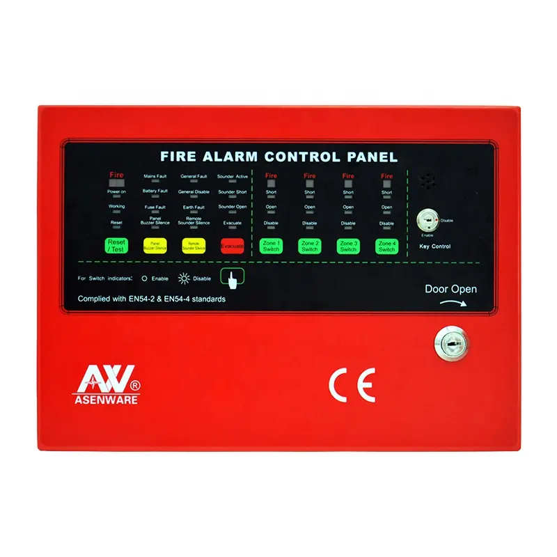 Panel de Control de sistema de alarma contra incendios de 4 zonas con Detector de humo tipo relé