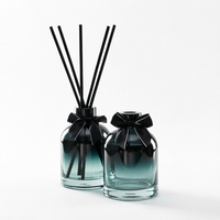 Diffuseur de parfum pour la maison et l'hôtel en verre vert avec logo personnalisé, bouteille turquoise, ruban noir, 200 ml, étiquette privée, REACH, MSDS