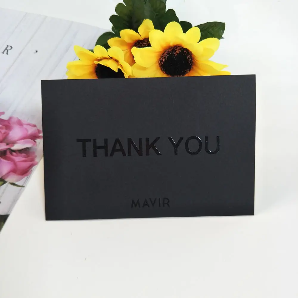 Luxury 500gsm Black Paper Crystal UV Thank you Cards For all occasion thank you cards greeting cards for small business