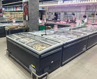 Congélateur îlot à refroidissement direct 1,5 m, température unique, éclairage LED, grande capacité pour crème glacée, viande, fruits de mer