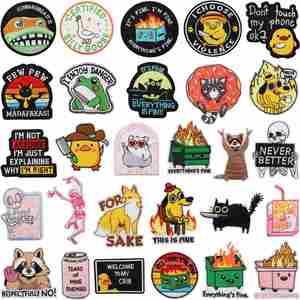 Nuevo parche termoadhesivo bordado con palabras divertidas, diseño de ganso, pato, gato, calavera, dinosaurio, para decoración de ropa, sombreros y bolsos - Product Image 3