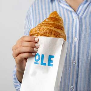 Sac en papier blanc personnalisé avec logo pour pâtisserie, sandwichs, viande, résistant à l'huile, refermable, recyclable, en papier ciré, pour boulangerie éco-responsable - Product Image 4