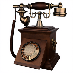 Téléphone fixe antique européen, téléphone fixe antique américain, bois massif, mode créative, rotation sans fil, carte Chine - Product Image 1