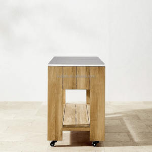 Furnitur komersial Poolside kabinet Bar troli keranjang luar ruangan dengan wastafel dan menarik troli dapur - Product Image 3
