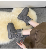 Bottes de neige à plateforme pour femmes, imperméables, chaudes, doublées de coton, bottines d'hiver à boucle latérale, chaussures de marche décontractées en peluche