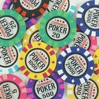 Jetons de poker en argile personnalisés pour tournoi avec des denoms colorés 14 grammes 40*3.5mm avec noyau métallique pour jeton de jeu de casino