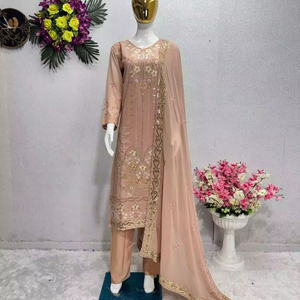 Conjunto de Kurta de rayón estampado de diseñador para mujer, Kurti hasta la rodilla con Dupatta para bodas, todas las ocasiones, vestidos de boda indios - Product Image 1