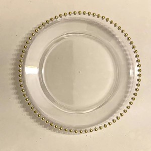 <span class=keywords><strong>Assiette</strong></span> de présentation en plastique <span class=keywords><strong>transparente</strong></span> à perles dorées, vente en gros économique, pour mariages et décorations de table - Product Image 3