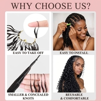 Extensions de cheveux humains à plumes de 18 pouces, 50 mèches réutilisables, texture Deep Wave, pour tresses au crochet