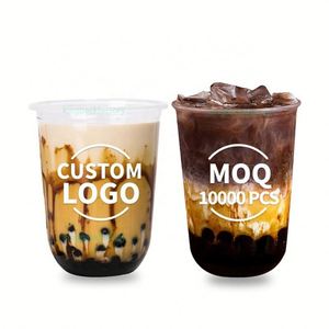 Gobelets en plastique transparents jetables en PP à paroi simple en forme de U, personnalisables OEM/ODM, 12oz/16oz/24oz, pour fêtes, mariages, bubble tea, café - Product Image 1
