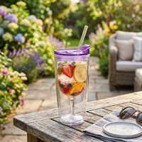 Gobelet à vin en acrylique à double paroi avec couvercle coulissant, sans BPA, pour boire directement, écologique, réutilisable, 10 oz, vente en gros, idéal pour la rentrée scolaire