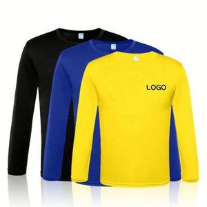 Promotion Cheap Woven Quick Dry Polyester Crew Neck Long Sleeve Unisex T-<b>Shirts</b> - Product Image 1