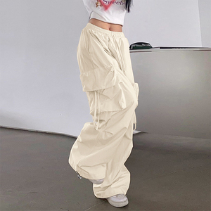 Custom OEM Manufacturer Vintage Pockets High Waist Streetwear <strong>Baggy</strong> Casual <strong>Ladies</strong> Long Parachute Cargo Pant for Women <strong>Trousers</strong> - Product Image 3