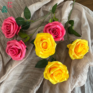 Fleurs de rose artificielles en soie, bouquet de décoration de mariage fait main, style naturel, multicolores - Product Image 2