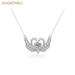 Collar de Cisne de Oro con Moissanita OUGEPHELI, Joyería de Diseño S925, Versión Alta, Colgante de Moissanita, Nuevo, Venta al por Mayor - Product Image 1
