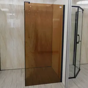 Custom Made Tinted Tempered Glass Gloden Bronzed Glass Shower Door Glass Walk In Shower Screen