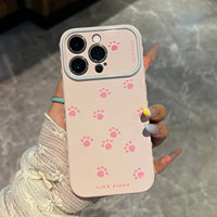 Coque de téléphone mignonne avec motif de patte de chat noir pour filles rondes, accessoires mobiles pour iPhone 15 14 13 12 11 17 Pro Max