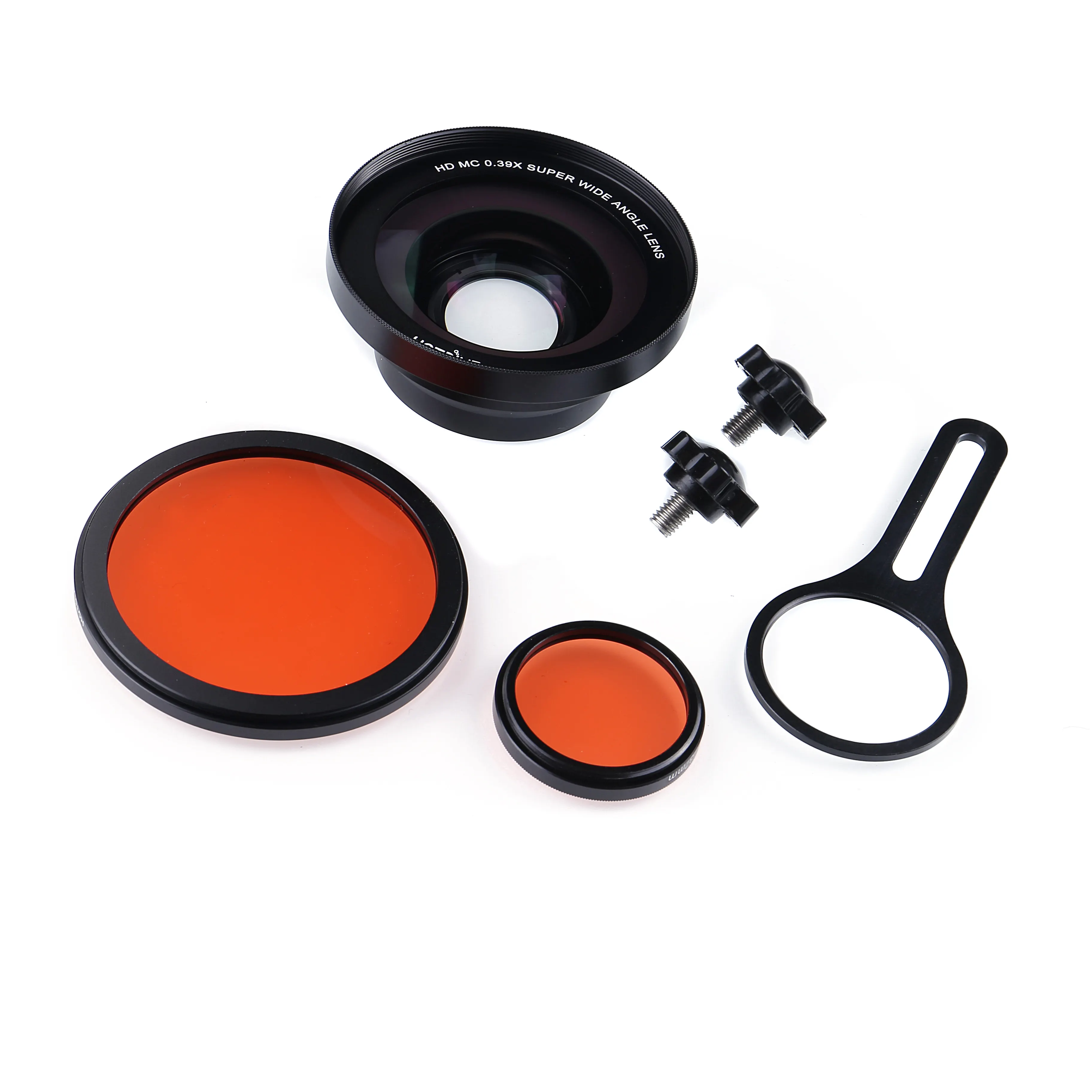 Hotdive H2 /H2 Pro Điện Thoại Di Động Nhà Ở Camera Lens Kit Đầy Đủ Khung Ống Kính Góc Rộng Kit Bộ Lọc Màu Đỏ