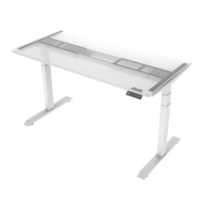 Bureau d'<span class=keywords><strong>ordinateur</strong></span> <span class=keywords><strong>étudiant</strong></span> gris moderne à largeur extensible, réglable en hauteur, avec surface en acier laminé à froid et cadre de bureau assis-debout - Product Image 5