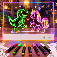 Tableau d'écriture effaçable à sec en acrylique avec lumière LED pour enfants, jouet de dessin, prix d'usine, vente en gros