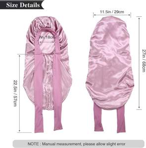 Long <span class=keywords><strong>Bonnet</strong></span> de Nuit en Soie Satinée pour Femmes avec Bande à Nouer, Idéal pour Cheveux Bouclés, Tresses et Locs - Product Image 2