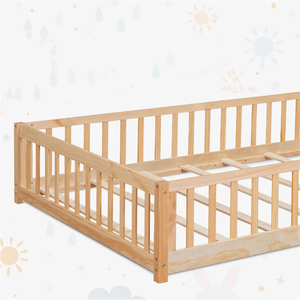 เตียงพื้นแบบมอนเตสซอรี่ทำจากไม้ธรรมชาติทนทานโครงเตียงเด็ก - Product Image 3