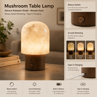 Lampe de table vintage en travertin, lampe de table rétro en albâtre pour un intérieur moderne du milieu du siècle