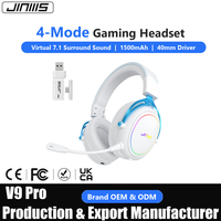 Casque de jeu JINMS V9 Pro avec logo personnalisé OEM ODM, son surround virtuel 7.1, 4 modes, casque de jeu FPS avec microphone détachable