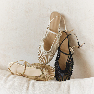 Sandalias de Mujer Tejidas a Mano, Estilo Vintage, Punta Abierta, Tacón Bajo, Forro de Piel de Oveja Sintética, Verano 2026, Nuevas Sandalias Romana - Product Image 3