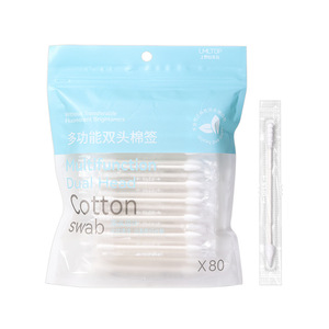 Hisopos de Algodón de Doble Cabeza LMLTOP, 80 Unidades, Envueltos Individualmente, para Limpieza de Maquillaje, con Punta en Espiral - Product Image 1