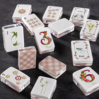Nouveauté : Mahjong de style américain de 36 mm sur le thème du printemps, avec des tortues, des lapins et des paons, 160 tuiles au total