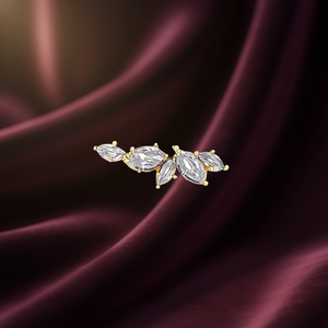 Pendientes de Diamantes con Corte Marquesa Chapados en Oro Royal Diamondism para Mujer, Diseño Floral de Lujo con Engaste de Garras para Boda - Product Image 2