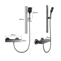 Ensemble de douche encastré avec inverseur de clé de piano jet à main haute pression et valve en aluminium dissimulée