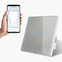 Sakelar Tirai ZigBee TL EUC01 EU Dengan 3 Tombol Sentuh Buka Hentikan Tutup Panel Kaca untuk Kontrol Tirai Hotel dan Rumah