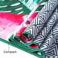 Serviette de plage hawaïenne en tissu suédé polyester à séchage rapide, motif fruits personnalisé, logo de marque, avec sac à cordon élastique