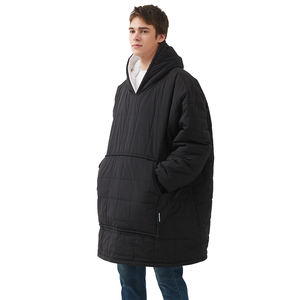 Vente en gros de sweat-shirt à capuche unisexe <span class=keywords><strong>Sherpa</strong></span> imperméable et long surdimensionné personnalisé avec fermeture éclair pour la maison - Product Image 5