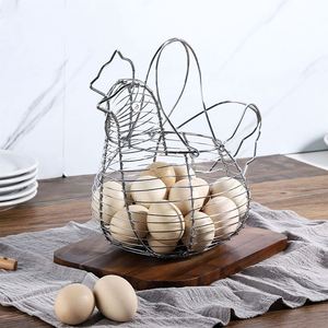Custom Vintage Creative Chicken-Shaped Metal Wire <b>Storage</b> Basket Steel Household Ornaments Hollow Egg Container Handle <b>Kitchen</b> - Product Image 1