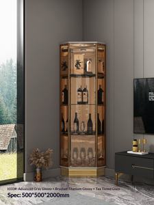 <span class=keywords><strong>Meuble</strong></span> de salon en bambou avec porte en verre, armoire à <span class=keywords><strong>vin</strong></span> avec roulettes, <span class=keywords><strong>meuble</strong></span> de rangement mural, petit rangement manuel, rouge 2024 - Product Image 4