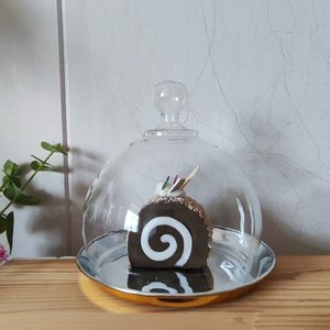 מגש עוגת זכוכית ידידותית לסביבה סט עם כיסוי צלחת עוגה אלגנטית כיפה קינוח עבור מסיבות חתונה - Product Image 3