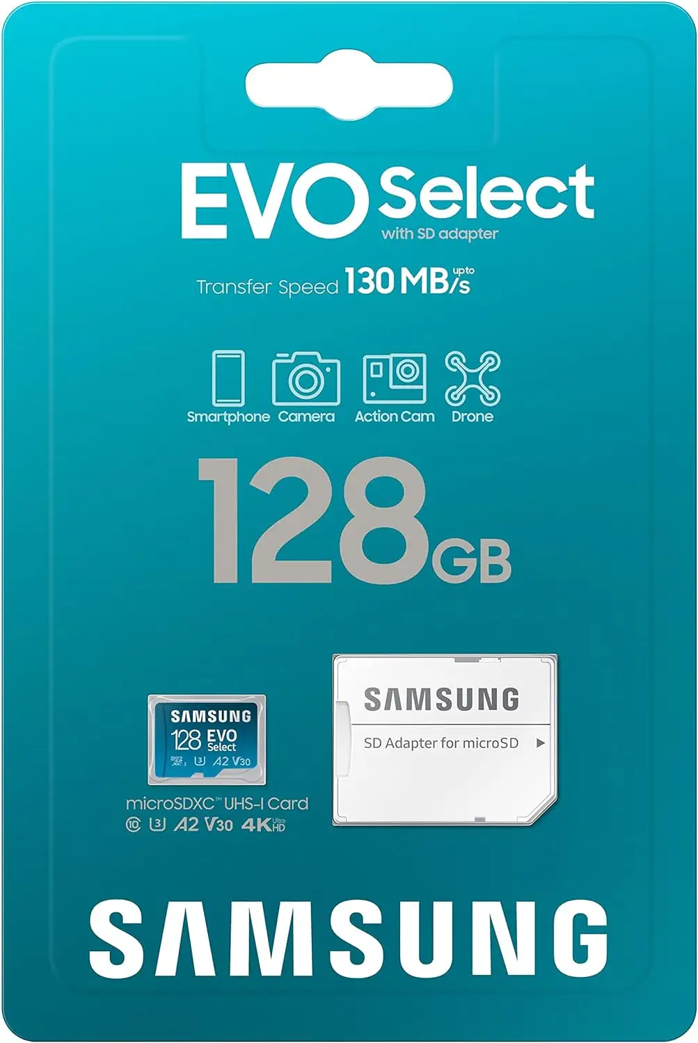 삼성 EVO 선택 64 ~ 512GB microSDXC 메모리 카드 + 어댑터 130 MB/s 풀 HD 4K UHD UHS-I U3 A2 V30 확장 스토리지 안드로이드