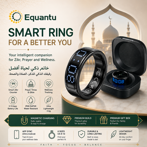 Bague connectée musulmane pour le zikr, compteur numérique de tasbih, surveillance des heures de prière, suivi de la direction de la Qibla, bague de tasbih - Product Image 1