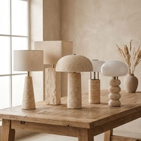 Collection de lampes de table en travertin, lampe de bureau en pierre naturelle, design Wabi Sabi pour hôtel boutique, chambre à coucher