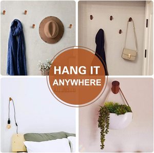 Ganchos de pared de madera, colgador rústico de alta resistencia para bata, perchero para sombreros, colgador de toallas de baño - Product Image 4