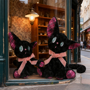 Divertente Peluche Gatto Nero - Giocattolo Antistress Ricamato Super <span class=keywords><strong>Morbido</strong></span> per Bambini e Regalo per Bambini - Product Image 1