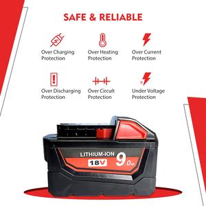 Baterai Alat Listrik Lithium Ion 9.0Ah 18v Isi Ulang Pengganti Baterai Mil Waukes 18v untuk Kit Combo Mil Waukes <span class=keywords><strong>M</strong></span> 18S - Product Image 4