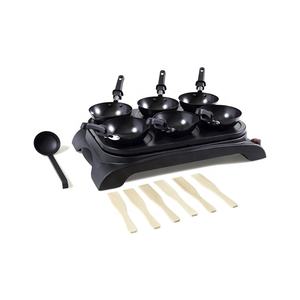 6 mini woks en fonte noire antiadhésifs, crêpières, appareils de cuisson électriques ménagers, variété de cuisson, contrôle de la température variable - Product Image 1