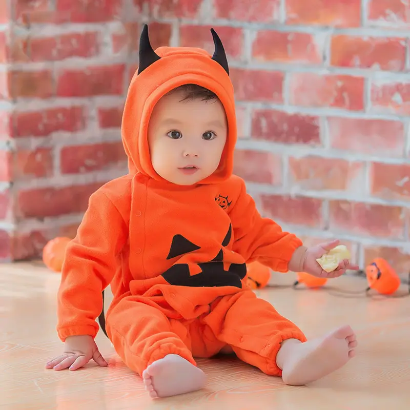 Purple Print House Baby Halloween Costumes Kids Boys Girls Pumpkin Costume Baby Halloween Too Cute to Be Scary Halloween Baby Grow Romper Suit 