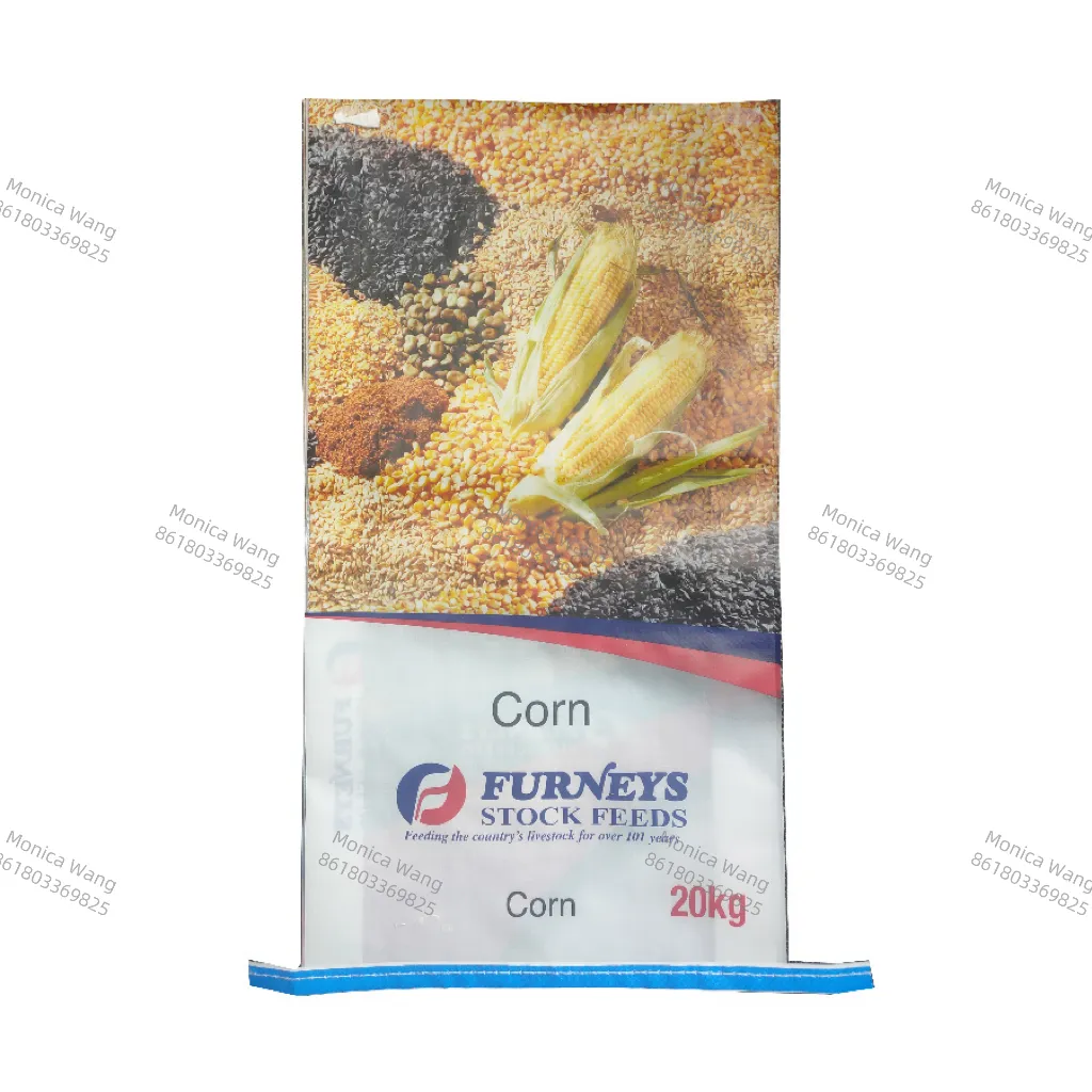 custom logo and design easy open sacks bopp laminated pp woven bag packaging for animal food sheep pig horse chicken feed bags