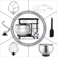 Mélangeur alimentaire électrique SOHEF en acier inoxydable 1300W 5L/6.5L 6 vitesses 1300W pour usage domestique avec bol mélangeur