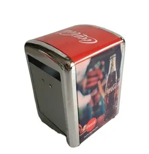 Personalized Hot Transfer Printing Portabel Pemegang Serbet Kotak Tisu Pemasok Meja Dispenser Kotak Tisu Timah Pemegang Serbet